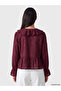 Lcw Everyday Burgundy V-Neck Ruffled Blouse with Tie Detail - 4
