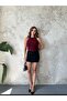 Woman's burgundy rose blouse