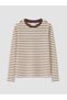 Lcw Kids Brown Crew Neck Printed and Striped Girls' 2-Piece T-Shirt - 7