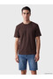 Lcwaikiki Classic Brown Crew Neck Interlock Men's T-Shirt
