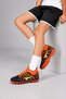 Mfx837 Sock-Style Spiked Turf Soccer Cleats Lace-Up Football Sneakers Black-Orange - 2