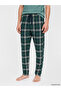 Green Regular Fit Plaid Men's Pajama Bottoms - 2