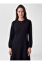 Two Mt Shop Quality Lcw Grace Black Interlock Plain Standard & Regular Oval Neck Long Dress