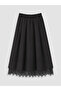 Alita City Lcw Modest Black Gabardine Plain Midi Women's Skirt with a Difference - 5