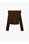 Drawstring Slim Fit Camisole Off-The-Shoulder Long Sleeve T-Shirt - 6