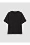 Two Mt Shop Quality Lcw Curve Black Combed Cotton Plain Oversize Short Sleeve Women's T-Shirt - 3