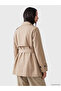 Lcw Everyday Beige High Collar Belted Women's Trench Coat - 4