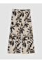 Lcw Grace Beige Elastic Waist Patterned Women's Capri