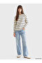 Two Mt Shop Quality Xside Yellow Combed Cotton Striped Oversize Long Sleeve Women's T-Shirt - 3