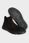 Men's Non-Slip Rubber Sole Elastic Zippered Genuine Leather Boots Black - 6