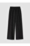 Lcw Petite Black Elastic Waist Linen Blend Women's Trousers - 3