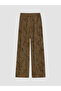 Lcw Everyday Brown Patterned Wide Leg Women's Trousers with Elastic Waist - 6