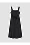 Two Mt Shop Quality Xside Black Plain Narrow & Slim Square Neck Midi Dress - 6