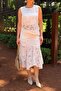 White Guipure Embroidered Blouse Skirt Set - 2