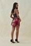 Burgundy sequin detail mini skirt - 5