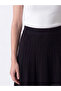 Lcw Modest Black Knitted Patterned Knitwear Skirt with Elastic Waist - 3