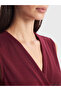 Lcw Everyday Burgundy Double-Breasted Collar Gathered Blouse - 3