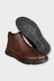 Men's Non-Slip Rubber Sole Elastic Zippered Genuine Leather Boots Brown - 6