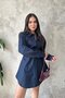 Navy Blue Double Suit with Belt at the Waist - 2