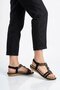Women's Black Stone Embroidered Ankle Strap Comfortable Soft Sole Stylish Sandals 4056 - 3