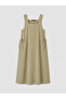 Lcw Modest Beige Square Neck Shirred Pocket Gabardine Dress - 5