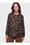 Lcw Grace Black Tie-Neck Floral Blouse