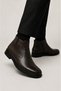 Men's Non-Slip Rubber Sole Pointed Toe Fancy Zippered Genuine Leather Boots Brown