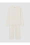 Lcw Dream Ecru Crew Neck Polka Dot Women's Pajama Set - 5