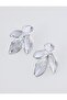 Silver Color Leaf Figured Shiny Elegant Earrings - 2