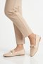 Women's Beige Patent Leather Loafer Flat Sole Comfortable Classic Casual Shoes - 3