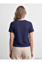 Two Mt Shop Quality Lcw Vision Navy Blue Interlock Plain Narrow & Slim Short Sleeve Women's T-Shirt - 4