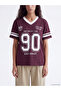 Two Mt Shop Quality Xside Burgundy Combed Cotton Printed Oversize Short Sleeve Women's T-Shirt - 3