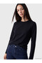Two Mt Shop Quality Lcw Everyday Black Combed Cotton Plain Standard & Regular Long Sleeve Women's T-Shirt
