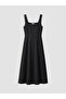 Two Mt Shop Quality Xside Black Plain Narrow & Slim Square Neck Midi Dress - 5