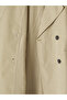 Beige Double-Breasted Collared Belted Women's Trench Coat - 6