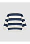 Lcw Kids Navy Blue Crew Neck Striped Boy's Sweatshirt - 4