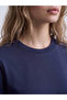 Two Mt Shop Quality Lcw Vision Navy Blue Interlock Plain Narrow & Slim Short Sleeve Women's T-Shirt - 3