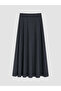 Alita City Lcw Modest Gray Plain Midi Women's Skirt with a Difference - 6