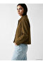 Lcw Vision Khaki Shirt Collar Suede Look Women's Jacket