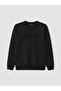 Lcwaikiki Classic Black Crew Neck Embossed Printed Men's Sweatshirt - 5