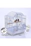 Premium White Decorative Bird Cage 30 x 26 x 39 cm with Arch Roof Play Ring Wooden Perch 2 External Feeders Removable Tray for Finches Canaries Budgies and Small Birds - 3