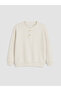 White Crew Neck Buttoned Boys' Sweatshirt - 2