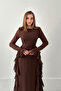 Brown Flounce Chiffon Dress - 3