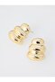 Gold Color Three Layered Curved Earrings - 2