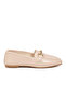 Women's Beige Patent Leather Loafer Flat Sole Comfortable Classic Casual Shoes