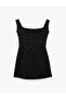 Slim Fit Polka Dot Crepe Fabric Square Neck Sleeveless Mini Evening Dress
