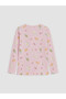 Lcw Kids Pink Crew Neck Printed Girls Pajama Set - 4