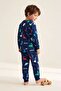 Hello Dino Patterned Long Sleeve Interlock Pajama Set for Boys - 6