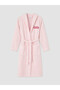 Lcw Home Pink Embroidered Cotton Women's Bathrobe