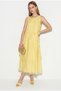 Women's Yellow Layered Asymmetrical Flounce Detailed Lined Long Chiffon Dress 4252 60286456 - 2